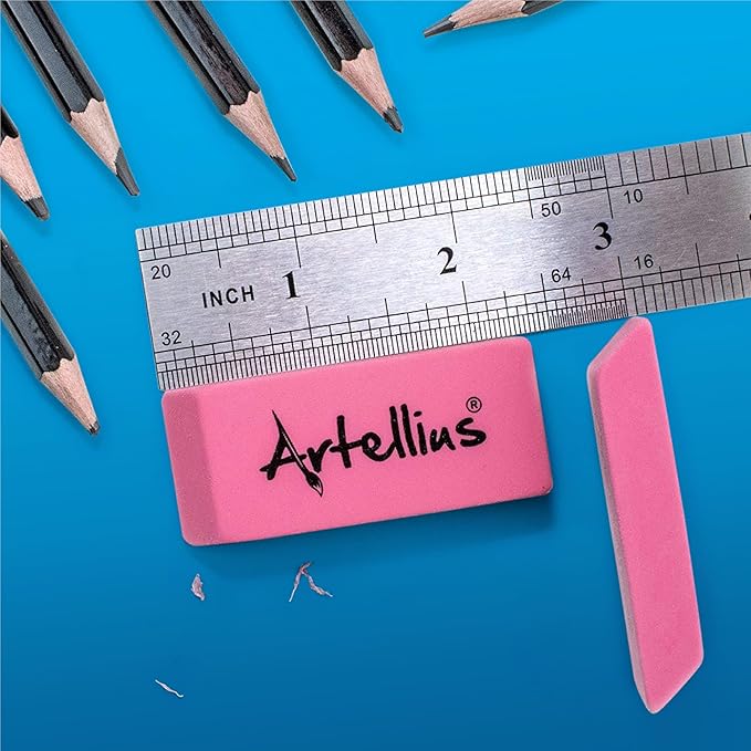 Artellius Teacher Supplies Erasers - Pink, Large 150-Count - Pencil Erasers for Kids & Classroom Use