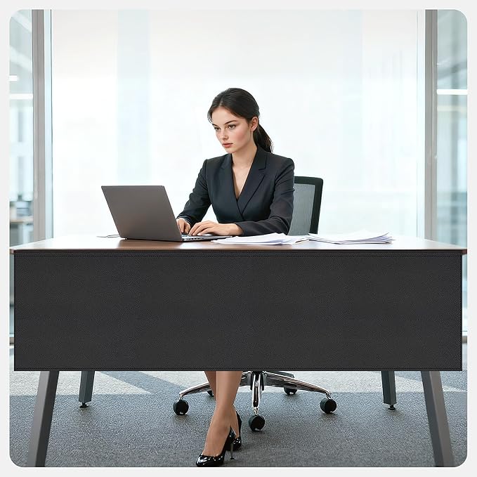 EcoBrisa Under Desk Privacy Panel Self-Adhesive Modesty Panel Stand Up Desk Modesty Panel for Home Office or Standing Workstation, Black (60" Black)