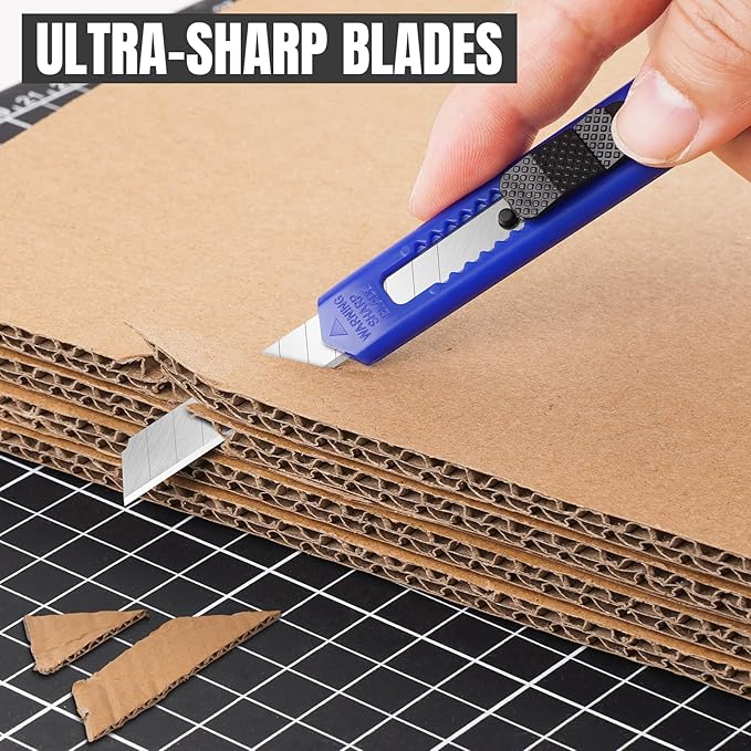 TIFICAL 18 Pack Box Cutter, Utility Knife with 9MM Snap-Off Blade, Lightweight Razor Knife for Home, Office, Crafts, Box Cutter Knife Exacto Knife Perfect for Boxes, Carton, Cardboard