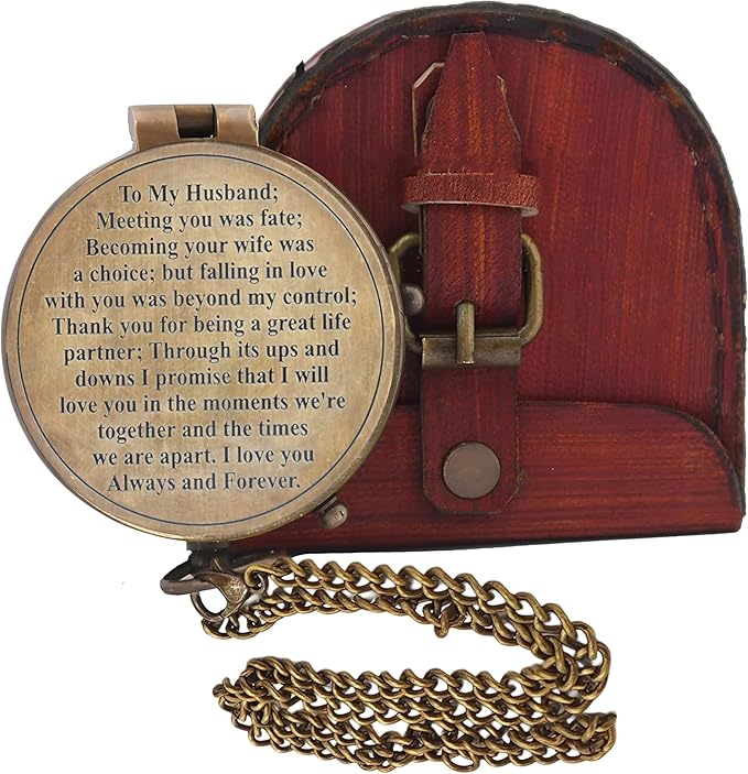 Engraved Compass, Gift for Husband,Anniversary,Wedding Gift for Him, Long Distance Boyfriend Gift, Fiance Gift I Miss You Long Distance Relationship Gift for Army Boyfriend Gift (to My Husband 5)