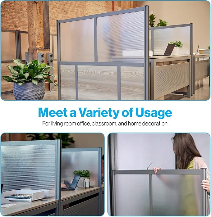 NBF Office Partitions - Cubicle Privacy Panel Wall Divider - Modern Room Separator with Quick Assembly - Indoor Laminate Free Standing Portable Room Divider Panel - 76" H x 72" W (Espresso, Warm Ash)