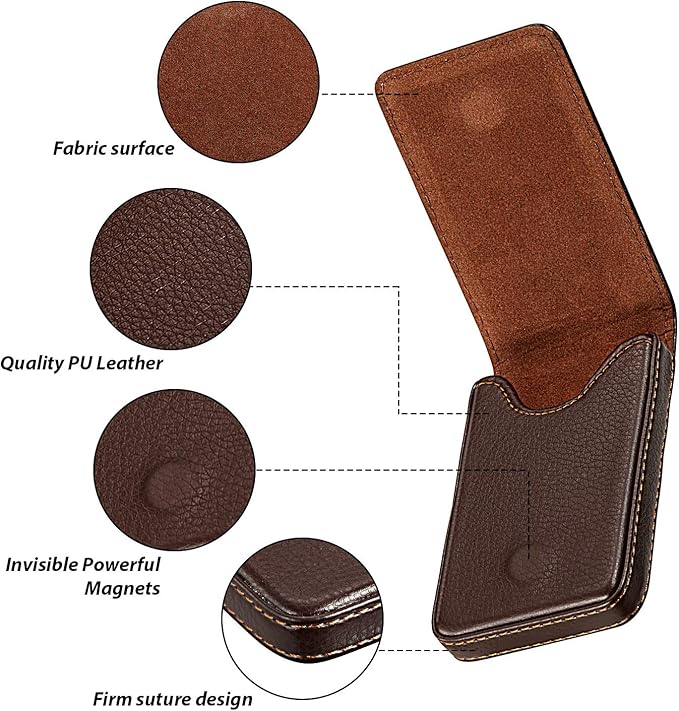Outus 2 Pieces Business Card Holder, PU Leather Business Card Case Pocket Wallet with Magnetic Shut for Christmas Gift Men Women(Coffee and Gray,Classic)