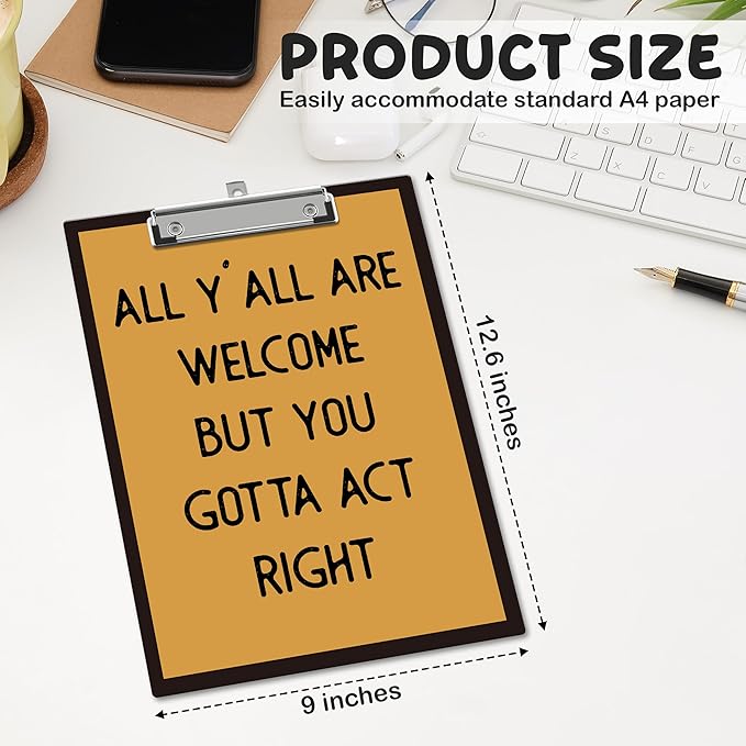 APIILVPQ Retro Clipboard，Welcome Clipboards with Low Profile Clip for Office School Use, Vintage Wooden Clip Boards for Nurses Teachers Students - A06