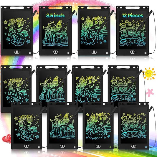 Tinlade 12 Pack LCD Writing Tablets for Kids, 8.5 Inch Erasable Doodle Boards Portable Electronic Drawing Pads, Learning Bulk Toys Gifts for School Prize (Black)