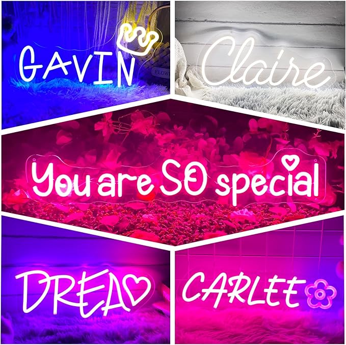 Custom Neon Sign for Wall Decor, Neon Sign Customizable Personalized LED Neon Name Sign Dimmable Neon Light Sign for Room Wedding Birthday Bar Decor