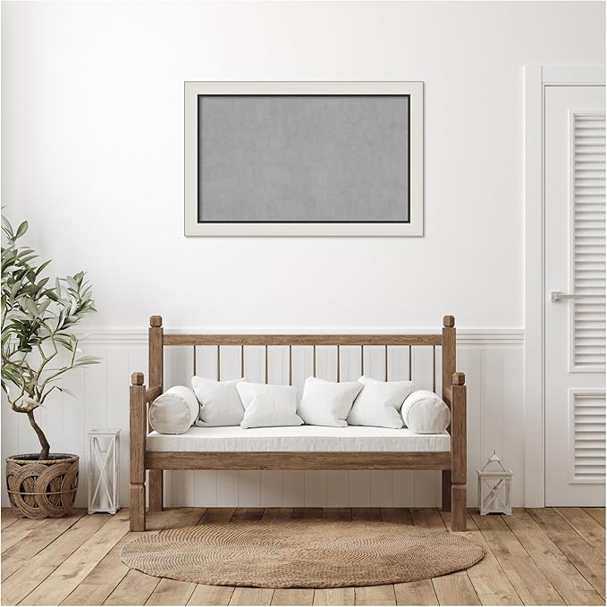 Amanti Art Silver Framed Magnetic Board 30x46 Large Vision Board for use with Magnets, 100% Metal Sheet to Display Items as Office Decor or for Home Organization in mudroom, Kitchen or Kids Room