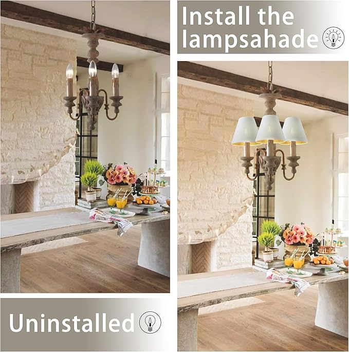 TAaMTYH small lamp shade chandelier shades set of 3，Fabric Lampshade for Wall Lamp，chandelier shades，small tadle lamps，For Cutting Edge bulbs, Clip-on Fitter Lampshade，3" X 6" X 5"