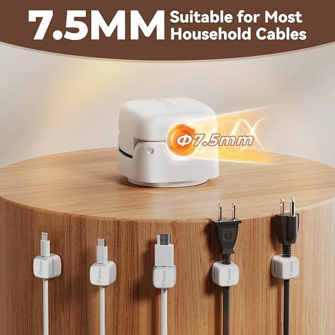 Yocice 12Pack Rotatable Cord Organizer,Spring Cable Clips Desk Cable Management Cord Holder Adhesive Phone Charger Cord Clips for Home Office Car Wall Nightstand Accessories, White