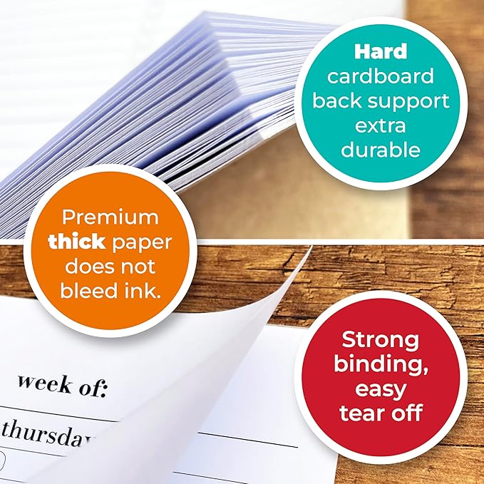 Weekly Planner Pad, Weekly To Do List Notepad, Tear Off Undated Weekly Planner Notepad, A4 Size (8,3" X 11,7"), Premium Thick Paper with Cardboard Back Support, Weekly Desk Planner by Hadigu
