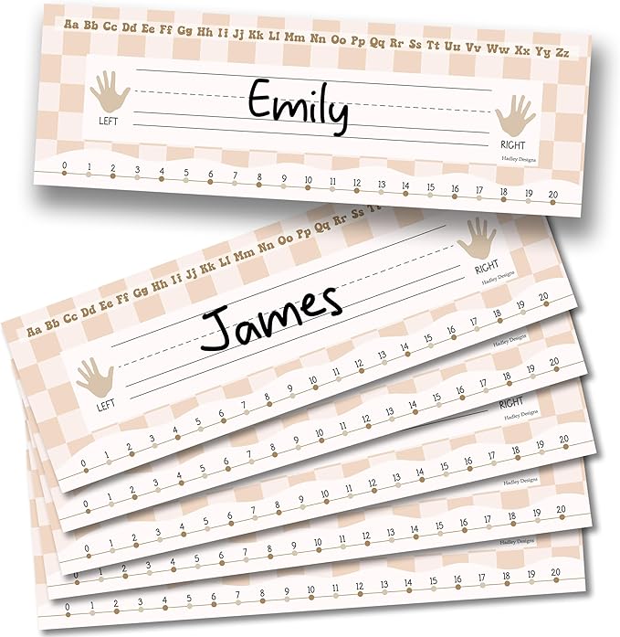 Desk Name Tags for Classroom – 36 Student Name Plates for Classroom Kindergarten, Preschool, 1st, 2nd & 3rd Grade, 14.5 x 4in Teacher Nameplates for Student Desks, Neutral Nametags