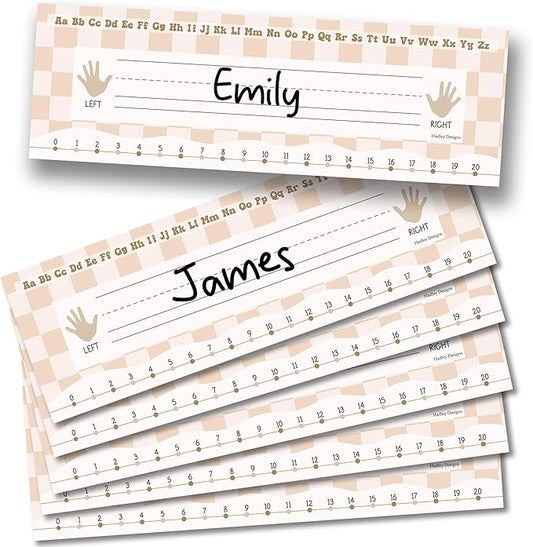 Desk Name Tags for Classroom – 36 Student Name Plates for Classroom Kindergarten, Preschool, 1st, 2nd & 3rd Grade, 14.5 x 4in Teacher Nameplates for Student Desks, Neutral Nametags