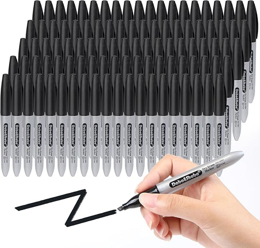 Dabo&Shobo Dry Erase Markers, 100 Count Black Whiteboard Markers, New Barrel Color, Low Odor, Chisel Tip, Suitable for School, Office, or Home