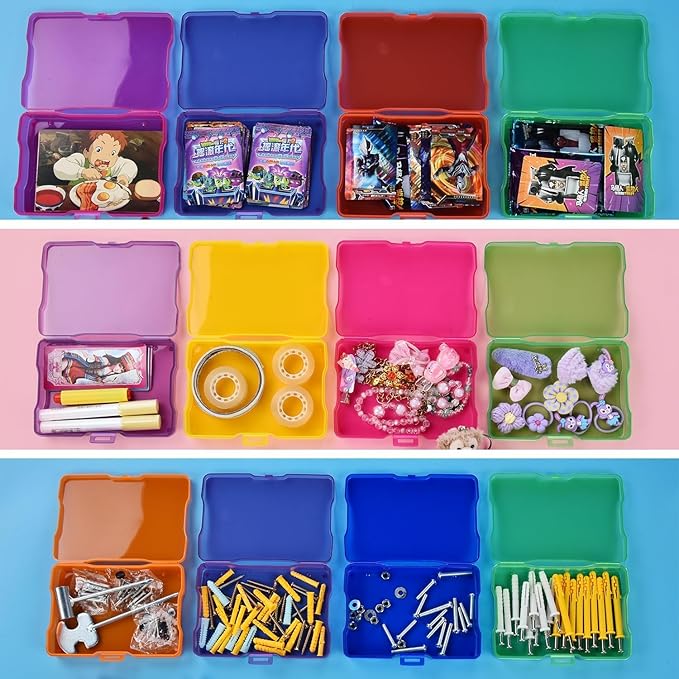 ALINK Photo Storage Box with Handle, 4" x 6" Photo Organizer Storage Container with 16 Inner Case and 1 Sheet Blank Labels for Pictures, Arts, Crafts, Sewing, Seeds, Office Supplies - Colored