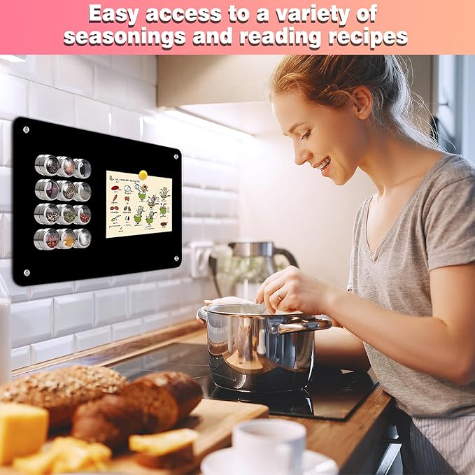 4 Pack Black Magnetic Board,17.5" x 11.4" Magnet Bulletin Board to Display Magnetic Notes, Poetry, Photos, Suitable for Wall, Refrigerator, Cabinet etc, Come with 16 Plastic Anchor Bolts and Screws
