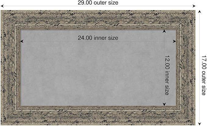 Amanti Art Silver Framed Magnetic Board 17x29 Small Vision Board for use with Magnets, 100% Metal Sheet to Display Items as Office Decor or for Home Organization in mudroom, Kitchen or Kids Room