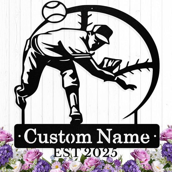 Personalized Baseball Metal Sign Custom Baseball Signs Wall Art, Custom Name Sign for Player, Boys Room Decor, Sports Wall Decor, Gift for Boys, Team, Dad, Man