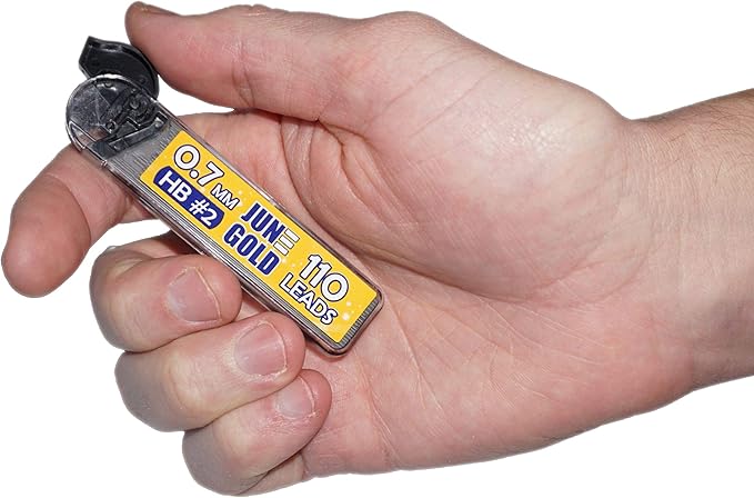 June Gold 440 Pieces, 0.7 mm HB #2 Lead Refills, 110 Pieces Per Dispenser, Medium Thickness, Break Resistant Lead/Graphite (Pack of 4 Dispensers)