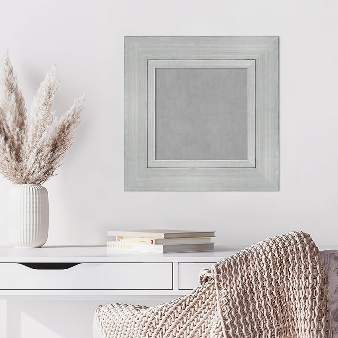 Amanti Art Silver Framed Magnetic Board 19x19 X-Small Vision Board for use with Magnets, 100% Metal Sheet to Display Items as Office Decor or for Home Organization in mudroom, Kitchen or Kids Room