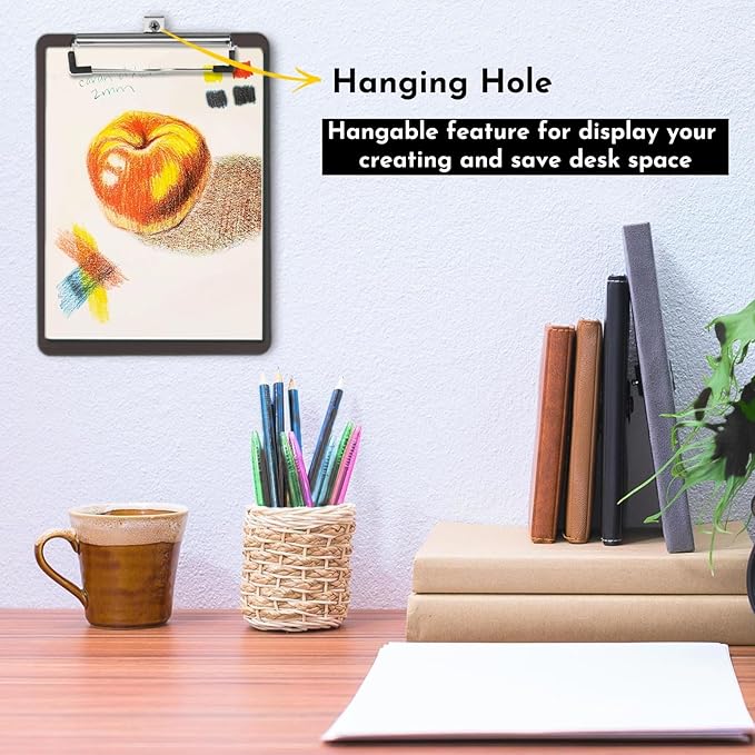 TFDLCG zm 2 PCS Clip Boards 8.5x11,Black Plastic Clipboard with Pen Holder,Standard Letter Size A4,Heavy Duty,Hanging Clipboards for Women Kids Teacher, School Office Home Supplies