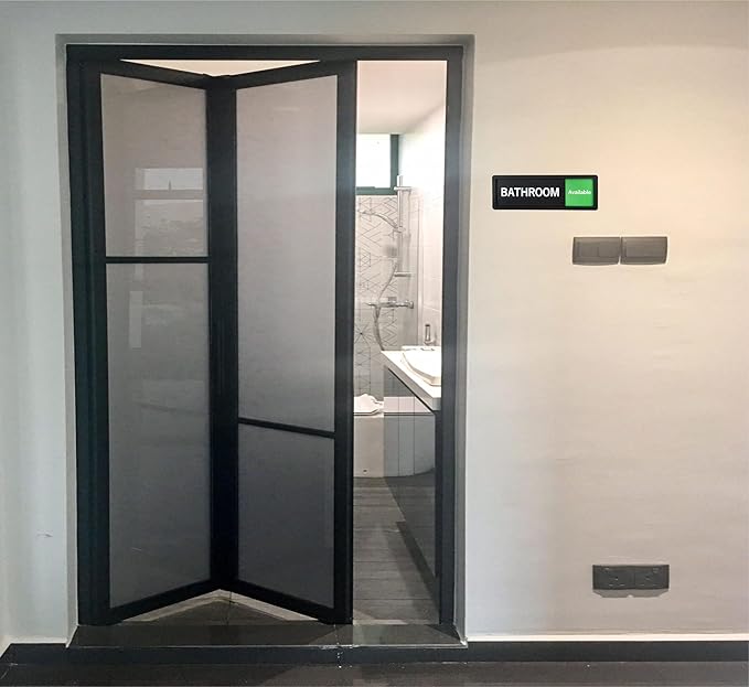 Bathroom Sign – In Use/Available Slide Switch Sign, Premium Durable Acrylic Material, Super Strong Self-Adhesive, Quick Installation, Suitable For Your Home And Business (9×3 Inches, Black)