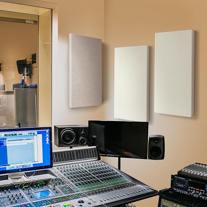23.62" X 11.81" X 2" Fiberglass Wall Panel, 4 Pack Acoustic Panels, Acoustic Panels Sound Absorbing for Office, Studio, Home Theatre - Beige