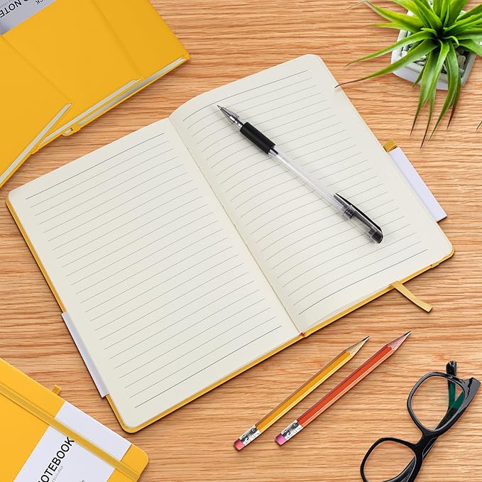 LYDTICK 20 Pack Journals for Writing College Ruled Notebooks Journal in Bulk, Hardcover Notebooks (200Pages) for Note Talking, Lined Bullet Journals for Home School Office, 5.7"x8.4", Yellow