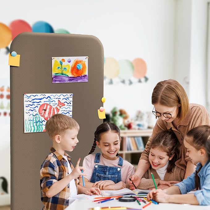DECOLAB Standing Room Partition, Space Privacy Divider, Portable Wall Panel for Studio Apartment, Office, Home, Classroom, Scratch Resistance, 29"x65", Taupe