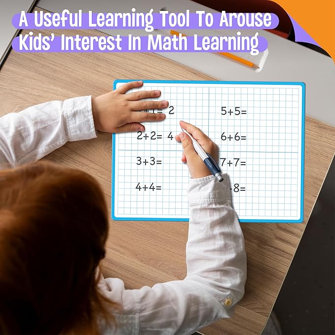 8 Packs XY Axis Graph Dry Erase Board, Double Sided Dry Erase Board Writable and Erasable Math Learning White Board for Kids, Students, Classroom and Home (Each Measures 12” x 9”)