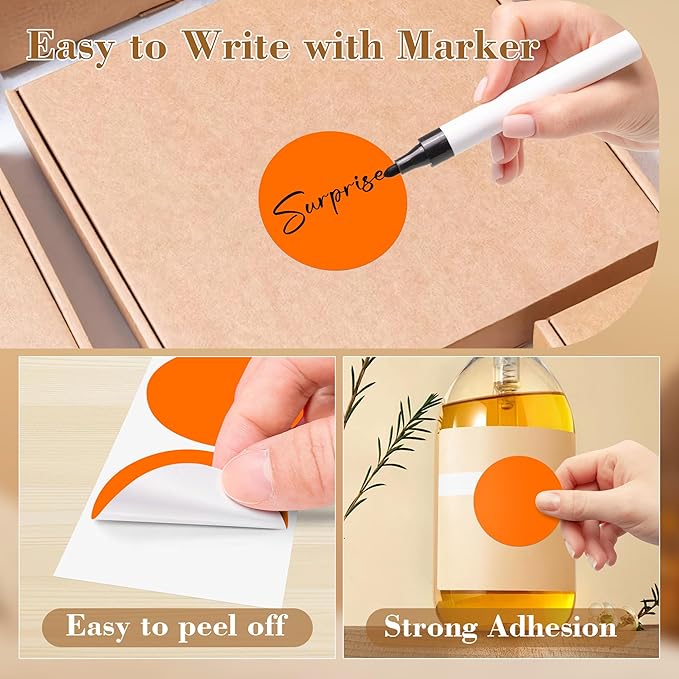2 Inch Color Coding Round Labels (2000Pcs, 4 Rolls) - Round Color Dot Stickers for Inventory, Pantry, Warehouse Organization - Orange Circle Dot Labels