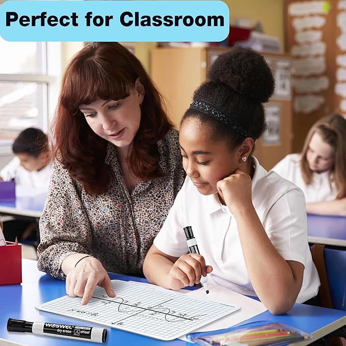 WOSWEL Dry Erase Markers Bulk, Chisel Tip Whiteboard Markers, Low Odor Thick Dry Markers, 100 Black Color for Teachers, Classroom, Office & Home Use