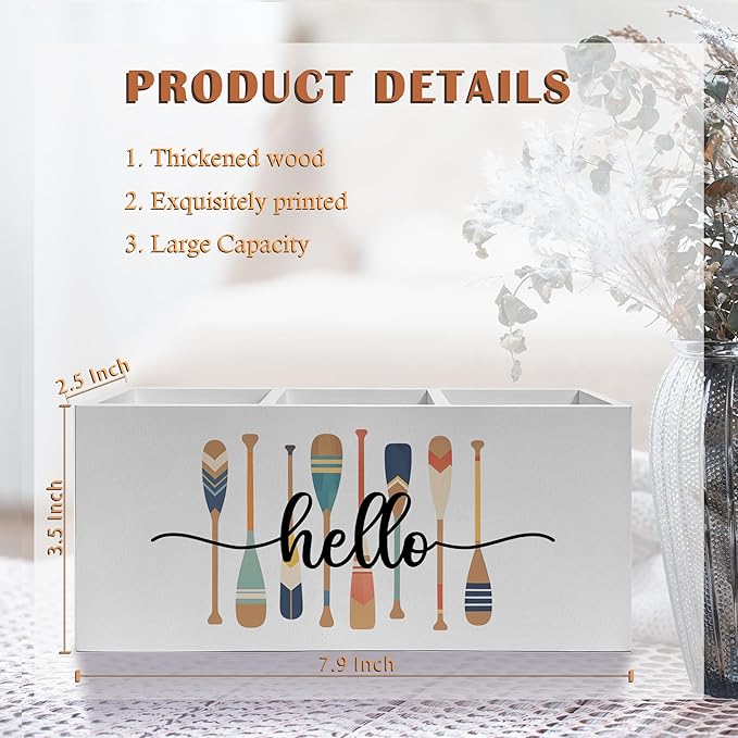 Exqcom Lake Decor Pen Pencil Holder, Lake House Decor, Lakes Gifts for Women Men, Retro Colorful Paddle Pencil Pen Holder Organizer for Home Office Desk Accessories