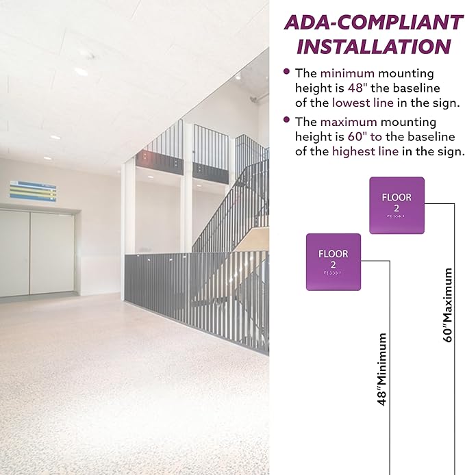 Modern Olive ADA Floor 2 Sign with Braille – Made from Durable Acrylic and Ready to Mount