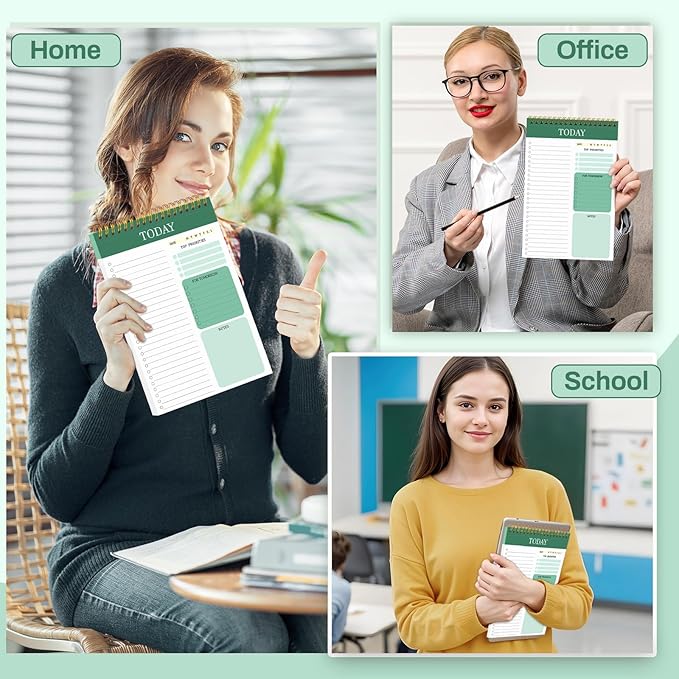 to Do List Notepad with 60 Tear Off Sheets, 6.7 x 9.8" to Do List Notebook for Work Perforated Daily Planner with Task Checklist for Home School Office Personal Organizers, Green