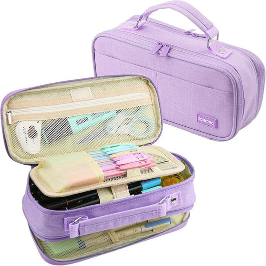 JOINPRO Pencil Case, Large Capacity Pencil Case Organizer; Double Zipper Storage Bag; Big Pencil Pouch for College School Office Teen Girl Boy Men Women Adult