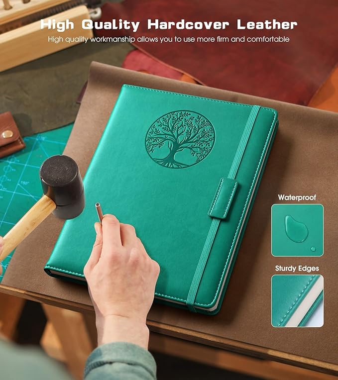 Biuwory Lined Journal Notebook for Women Men,256 Pages A4 Large Hardcover Leather Journals for Writing,Travel,Business,Work,School,College Ruled Notebooks for Note Taking, Diary Notepad 8.6"×11"