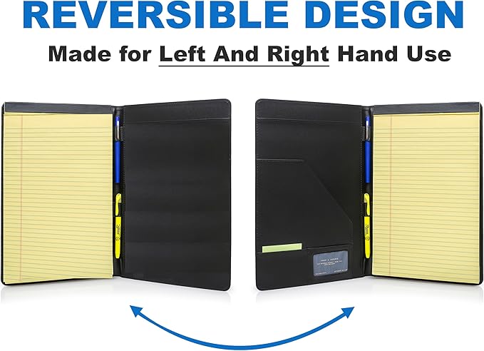Legal Size Padfolio 8.5 x 14 Inch Portfolio Folder for Legal Pad, Professional Padfolio for Job Interviews, Business Meetings, and Attorneys (3 Pack)