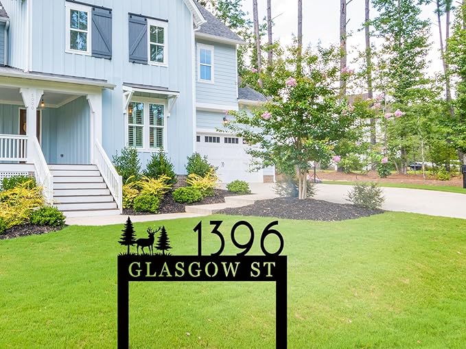 Personalized Metal Address Sign with Stakes, Custom House Number Sign for Yard, Metal Address Stake Sign, Outdoor Garden Address Sign, Custom Number Sign for Home, Unique Garden Gift