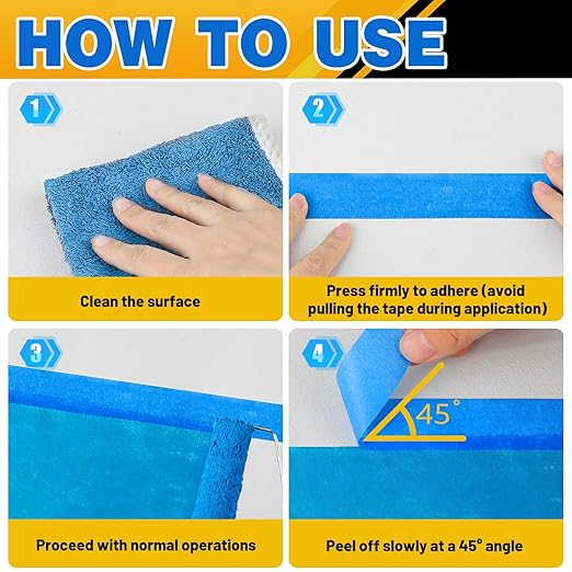 Aheroi Painters Masking Tape, 120℃/24 Rolls Blue Painting Tape Automotive Masking Tape Bulk (1320yd=24*1in*55yd), Multi-Purpose Thin Painter's Tape for Home Auto Paint Craft DIY, Construction Site Use