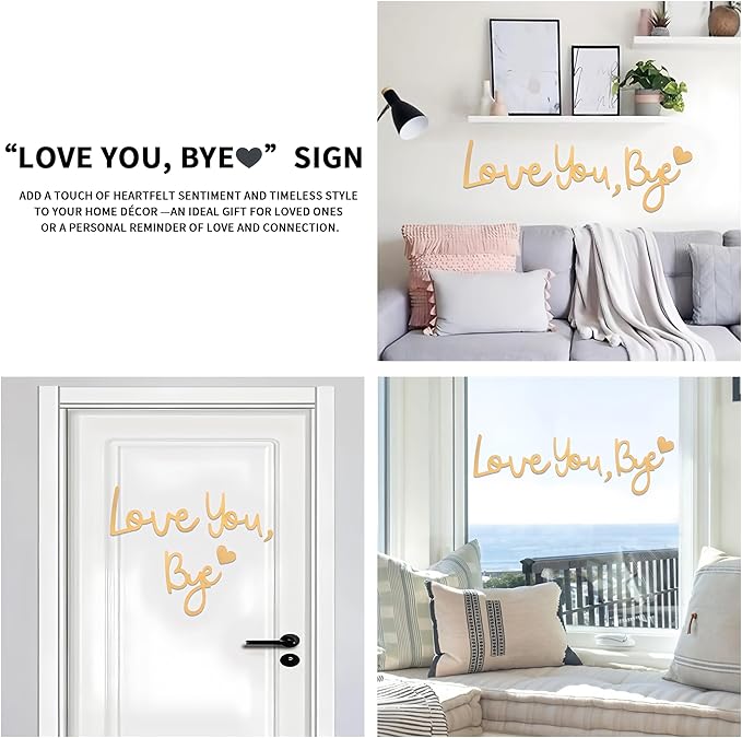 Wall Decor Large Gold Love You Bye Sign Hallway Entryway Door Wall Art Boho Decor Wood Home Decor Express Love&Warm for Your Family Lover Halloween Thanksgiving Christmas Above Door Topper Decoration