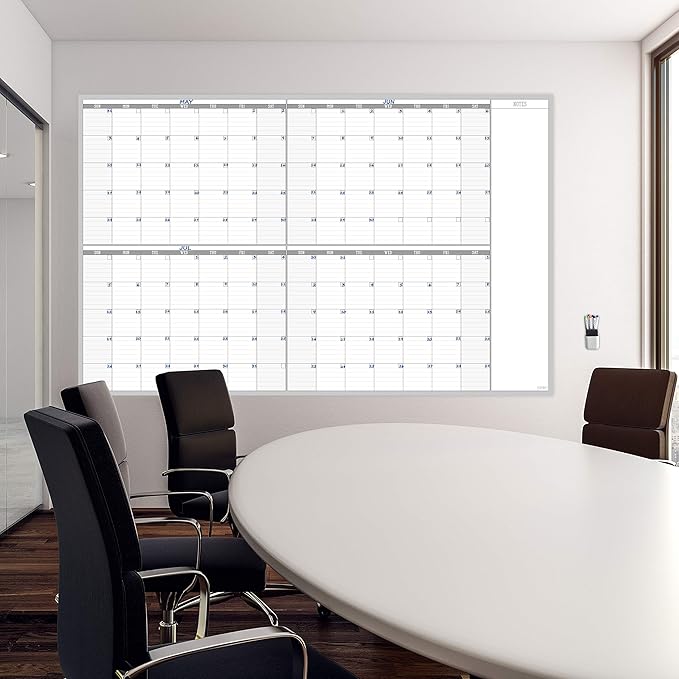 Large Dry Erase Wall Calendar 60" x 38" - Premium New Laminate - Blank Undated, Reusable & Erasable 4 Month Planner -Classroom, Office, Project & Family Schedule