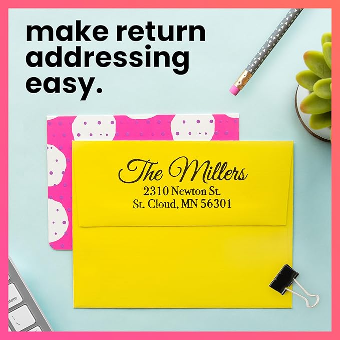 ExcelMark Personalized Return Address Stamp – Custom Self Inking Rubber Stamp (Large, Great Vibes)
