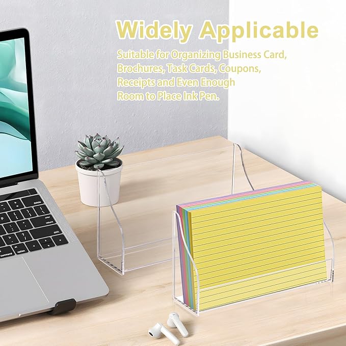 SHIQIKEJIPTY 5x8 Acrylic Index Card Holder Index Card Display Stand For Desk Note Cards File Box Postcard Holder Business Stand Display Index Organizer Case for Office Business Desktop(No Cards)