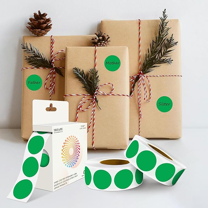 Green 1 Inch Round Color Coding Labels with 4000 Dots, 4 Rolls - Bright Color Dot Stickers for File Folders, Inventory System - Highly Visible