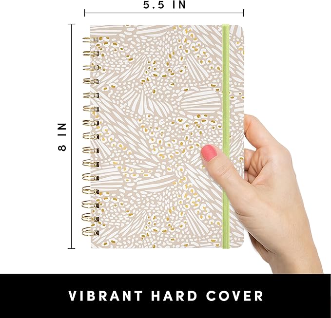 PAPERAGE Lined Spiral Journal Notebook, (Golden Safari), 160 Pages, Hardcover Journal for Women & Men, Medium 5.5 in x 8 in - 100 GSM, Thick Paper, Spiral Notebook for Work, School & Journaling