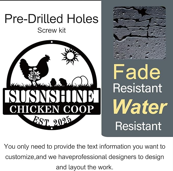 Personalized Chicken Coop Metal Signs Custom Chicken Coop Decor Chicken Coop Accessories Chicken Signs for Coop Funny Outdoor Personalized Fluffy Butt Hut Chicken Sign Gift for Chicken Lovers