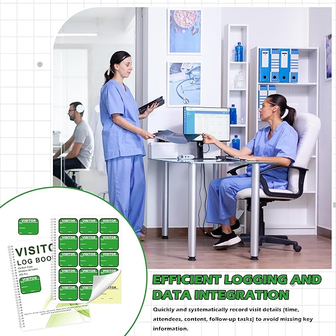 2 Pack Visitor Badges with Carbon Copy Visitor Stickers Letter Size Visitor Log Book Protecting Privacy Pages Register Book Business Guest Name tag for School Clinics Church-450 Badges 60 Memo Pages