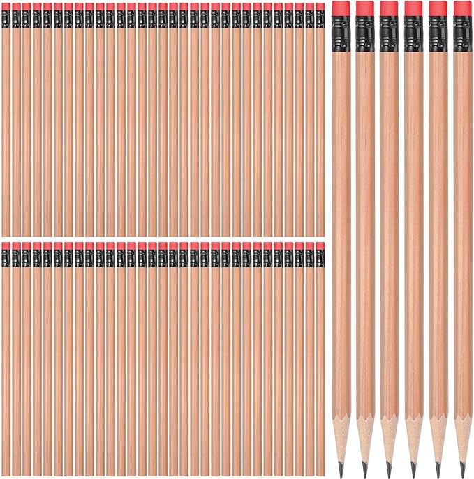 TecUnite 120 Pcs #2 HB Pencils with Eraser No 2 Unsharpened Wooden Hexagonal Pencils for Adults Gifts for School Exam art Learning Office Sketching(Wood Color)
