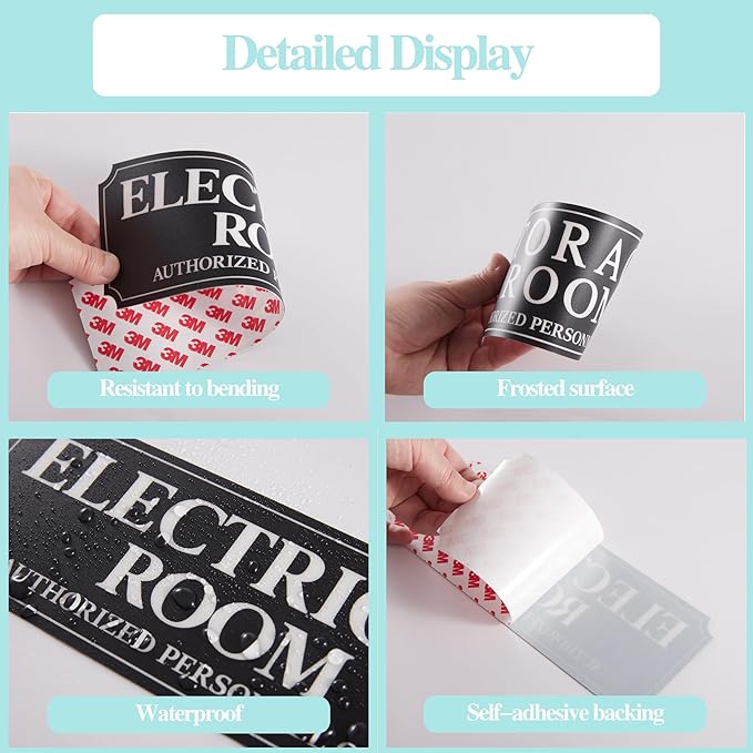 Electrical Room Door Sign for Business，Self-Adhesive Durable Modern Electrical Closet Room Sticker for Home, UV and Weather Resistant Authorized Personnel Only Signs for Business ，Workplace