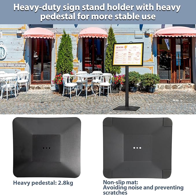 STANDNEE Heavy-duty Poster Stand Holder 11"x 17" Pedestal Floor Standing Sign Holder Vertical and Horizontal View Sign Display, PVC Magnetic Frame, Black