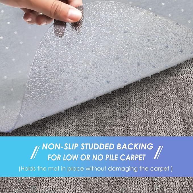 Vicwe Large Office Chair Mat for Carpeted Floors，60"X48" Rectangle Desk Chair Mats with Studs for Low and No Pile Carpeted Floors, Easy Glide Computer Desk Chair Mat for Home & Offices